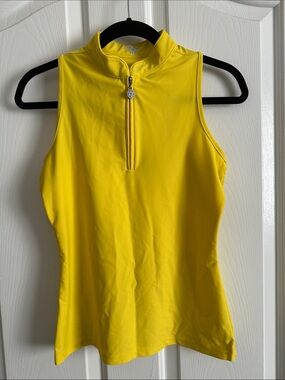 Tzu Tzu Bright Yellow Sleeveless Zip-Front Tank